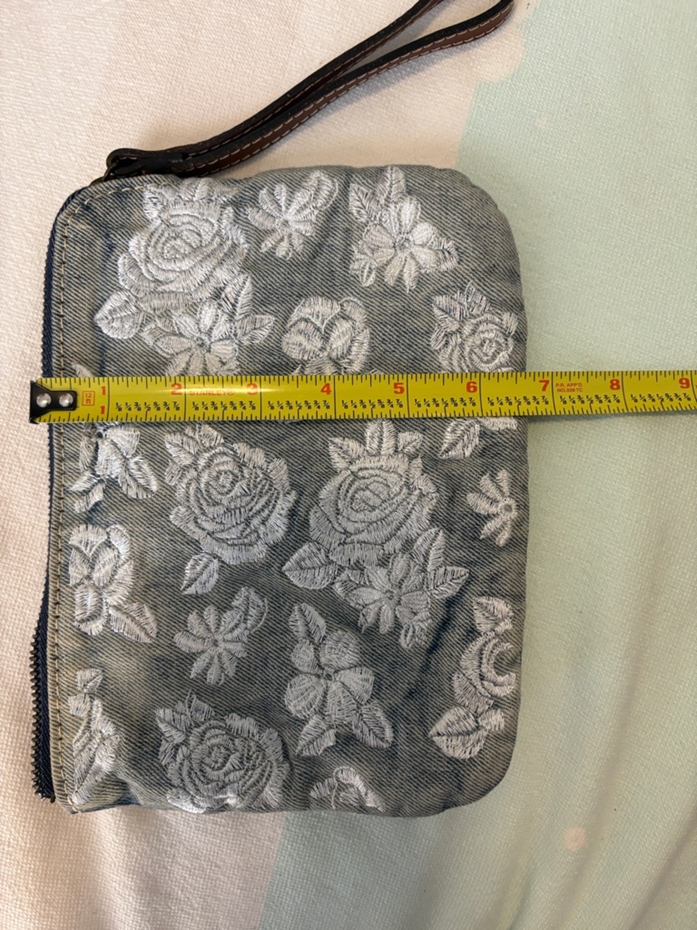 Patricia Nash Gray Floral Embroidered Wristlet - Picture 7 of 7